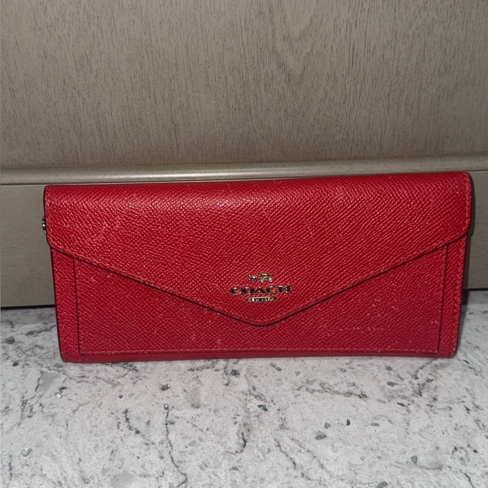 Coach Red Leather Wallet AUTHENTIC - Picture 4 of 7